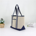 Eco-Friendly Large Jute Women Tote Handbag Cotton Leather Tote bag
